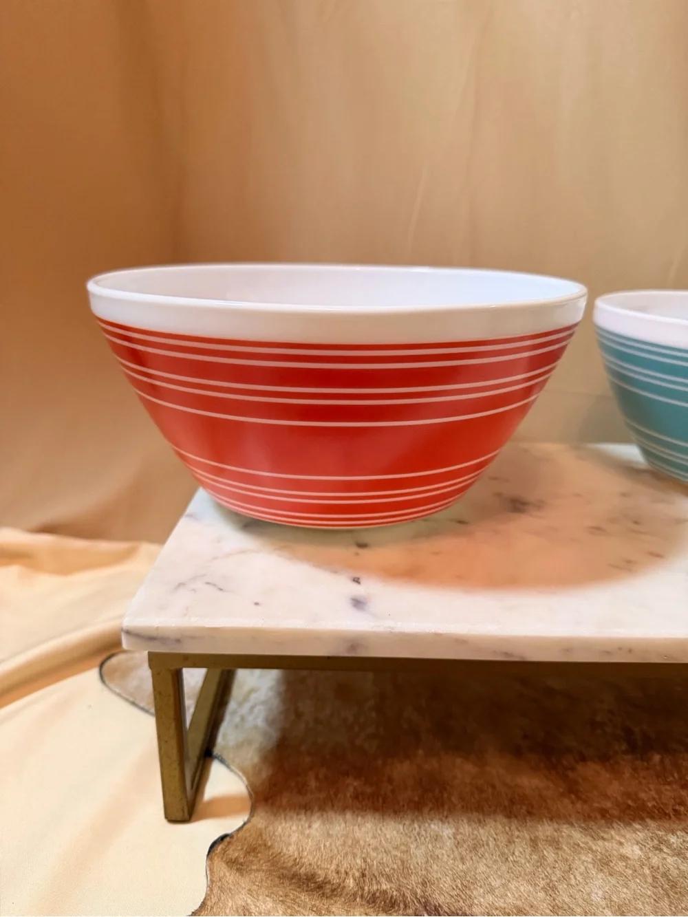 Pyrex Striped Nesting Mixing Bowls in Coral, Lime & Teal